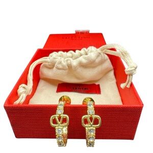 Valentino Gold Earrings with Crystal Details